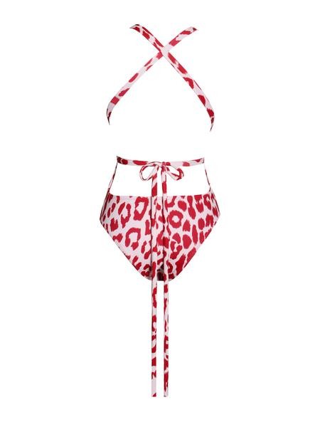 Andros Red Leopard Animal Print Buckle Swimsuit